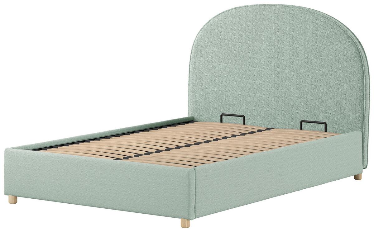 Kinder-/Juniorbett MOON Grün ca. 140x200 cm Bouclé - Naturfarben/Grün, ROMANTIK / LANDHAUS, Holz/Textil (140/200cm) - Vipack