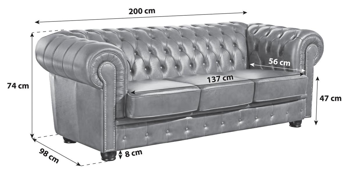 Chesterfield-Sofa ''Norwin'', Rot - Rot/Nussbaumfarben, KONVENTIONELL, Leder/Holzwerkstoff (200/74/98cm) - Max Winzer