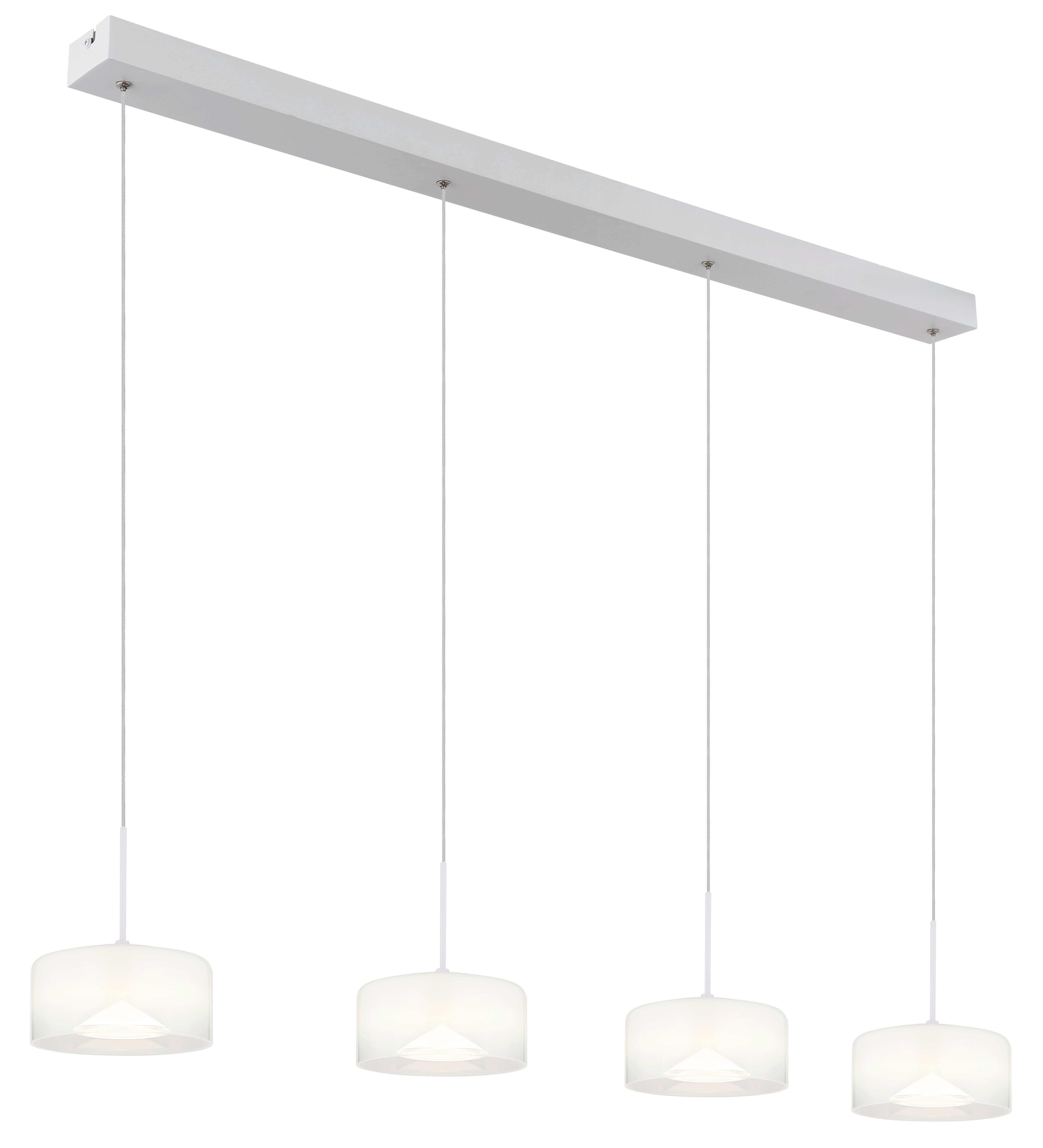 Hängeleuchte Lunoui Klar/Weiß max. 24 Watt - Klar/Weiß, Basics, Glas/Kunststoff (105/15/150cm)