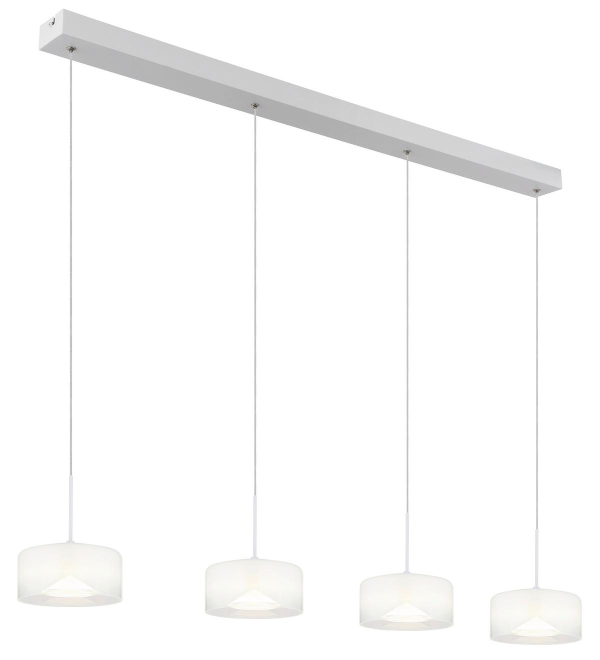 Hängeleuchte Lunoui Klar/Weiß max. 24 Watt - Klar/Weiß, Basics, Glas/Kunststoff (105/15/150cm)