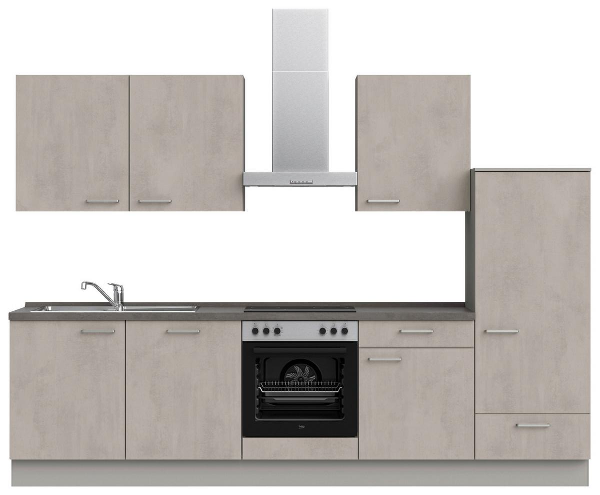 Küchenblock Riva Low m. Geräten Grau - Schieferfarben/Edelstahlfarben, MODERN, Holzwerkstoff/Metall (300cm) - Nobilia