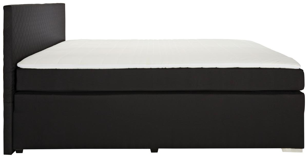 Boxspringbett Mali New in Schwarz ca. 180x200cm - Chromfarben/Schwarz, KONVENTIONELL, Textil (180/200cm) - Based