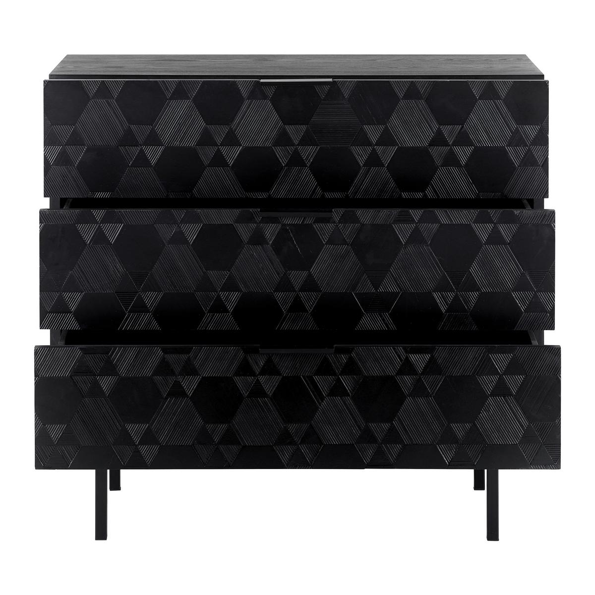 Kommode Roma ca. 85x80 cm MDF Schwarz - Schwarz, MODERN, Holz/Metall (85/80/40cm) - Bessagi Home