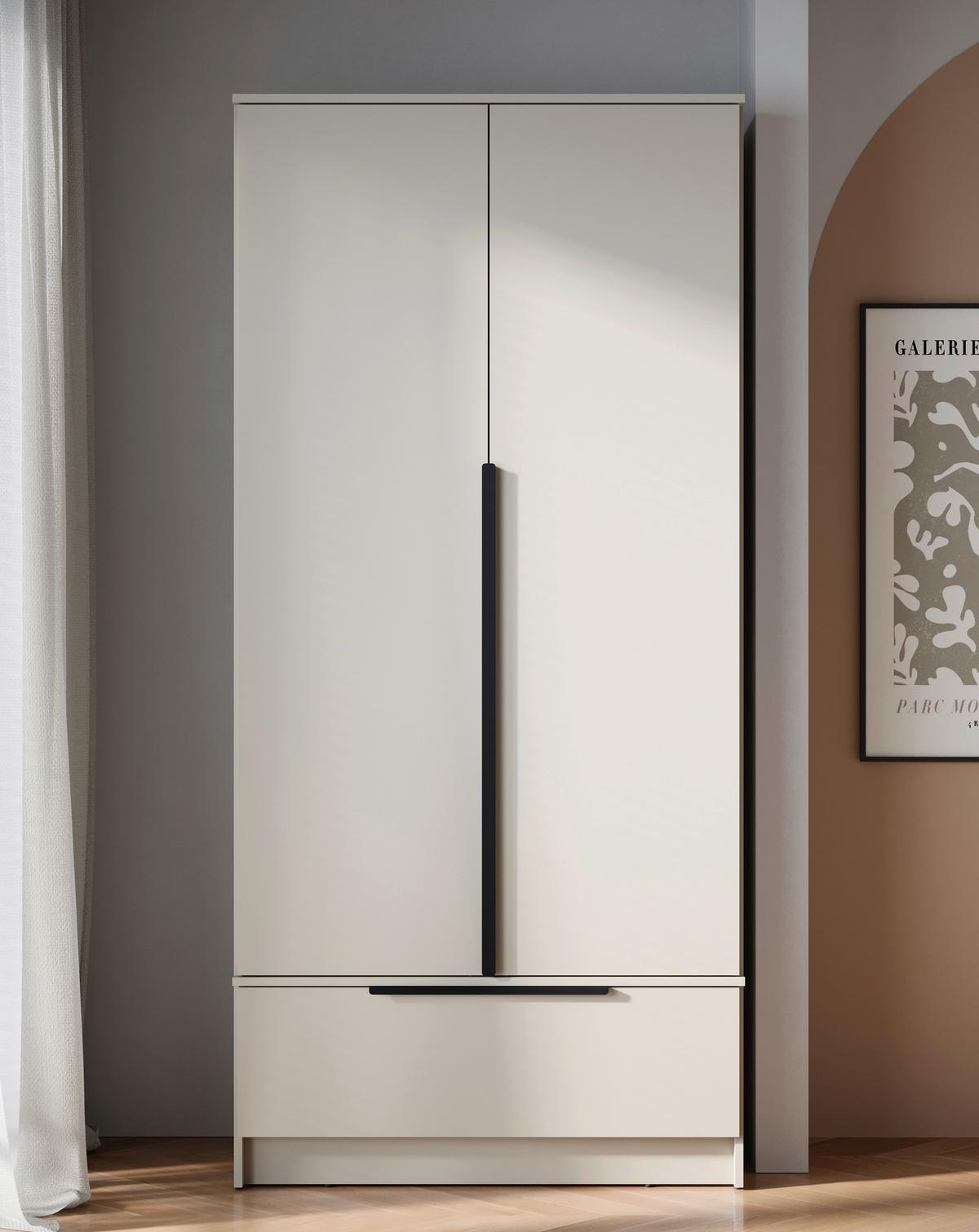 Omara Za Oblačila Spirit, Bež, Kašmir - kašmir/črna, Konvencionalno, kovina/leseni material (90,2/192,9/51cm) - P & B