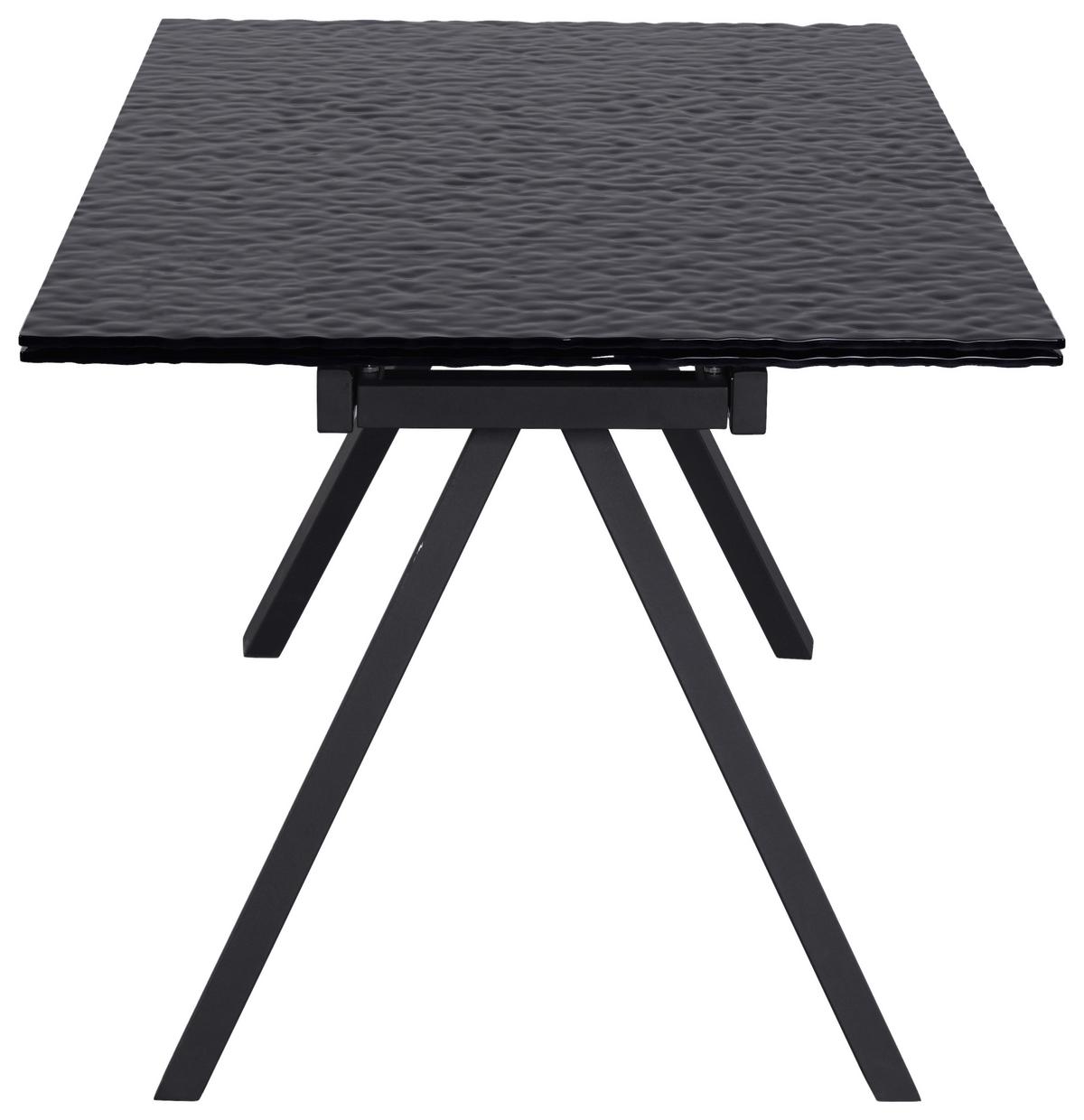 Ausziehtisch Bruno Schwarz - Schwarz, Lifestyle, Glas/Metall (160-240/90/76cm) - Premium Living