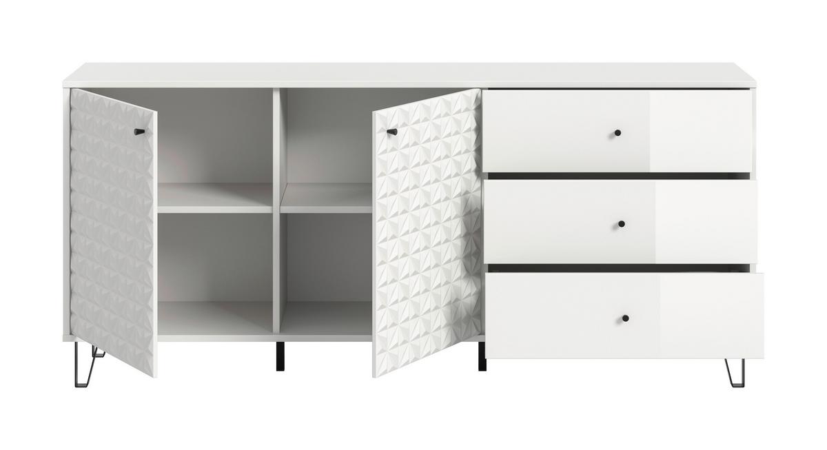 Sideboard Prisma Weiß hochglanz - Weiß Hochglanz/Schwarz, Design, Holzwerkstoff/Kunststoff (170/76/40cm) - Livetastic