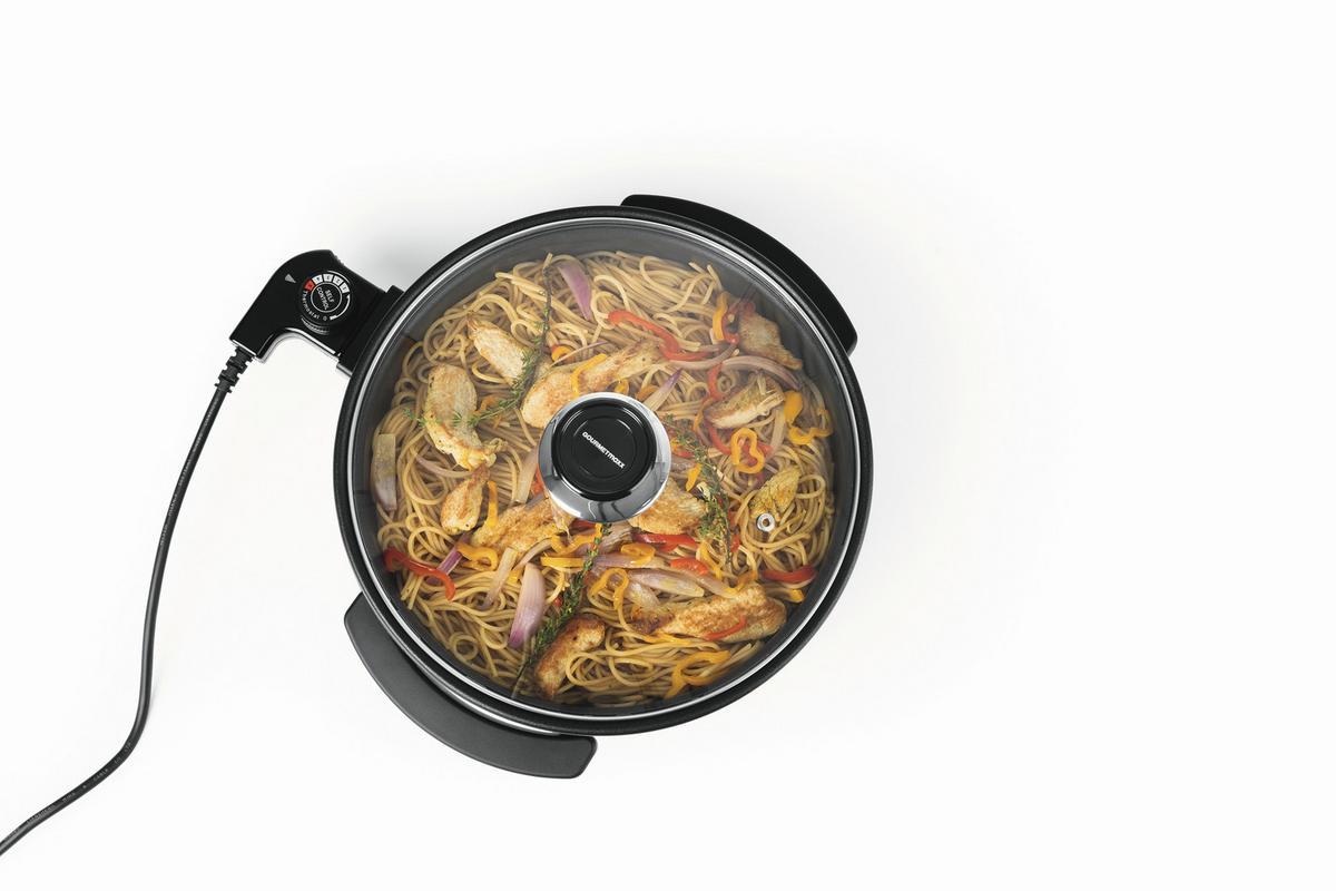 ELEKTRISCHE PFANNE GOURMETMAXX - Schwarz, Basics, Glas/Kunststoff (34/18/32cm) - GOURMETMAXX