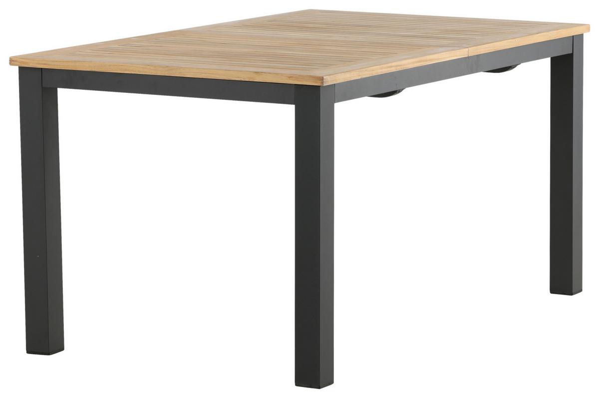 Gartentisch Panama ca. 210x90 cm Schwarz/Teakholz - Schwarz/Teakfarben, KONVENTIONELL, Holz/Metall (210/90/75cm) - Gardenson