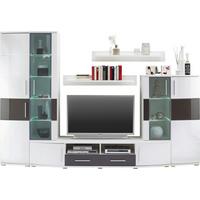 Wohnwand in Weiss/Grau Hochglanz - Weiss/Grau, Modern, Holz (296/198/50cm) - Mömax