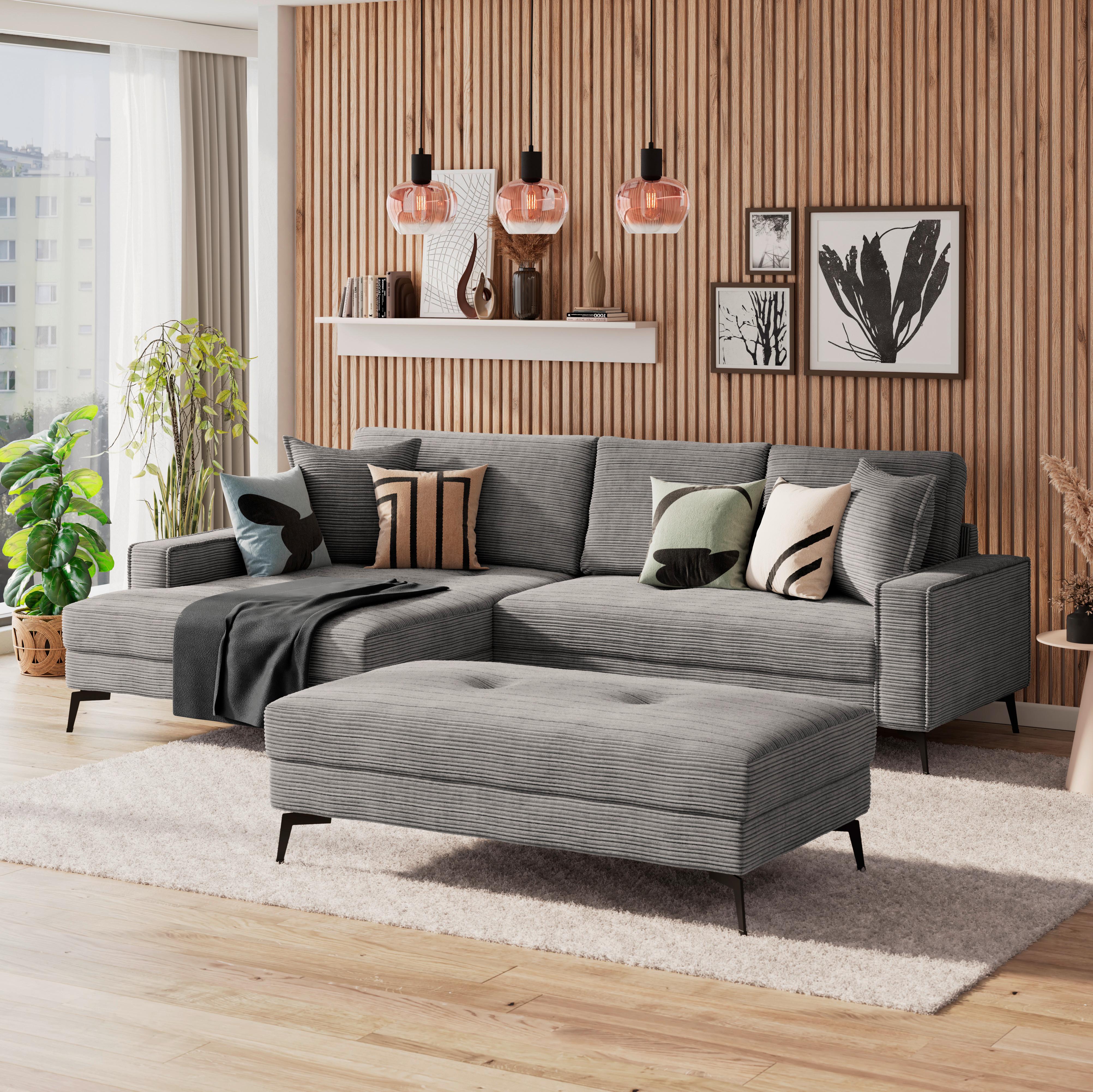 Kutna Garnitura Zero - crna/antracit, Trend, tekstil (173/286cm)
