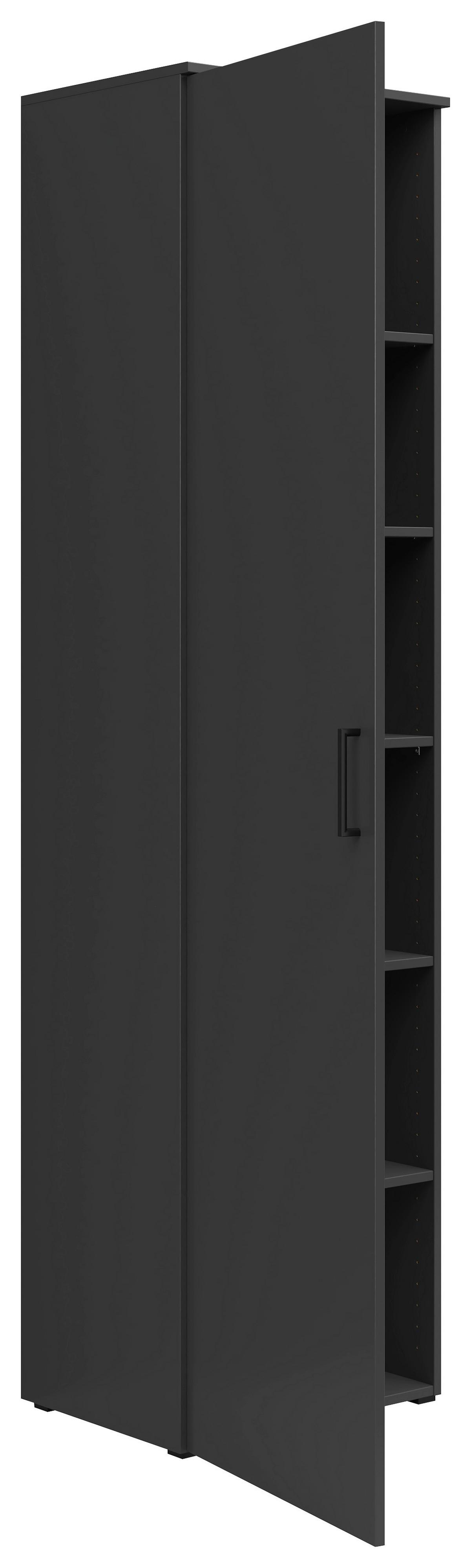 Schrank Multistauraum Graphitfarben - Graphitfarben/Schwarz, MODERN, Holzwerkstoff/Kunststoff (50/195/40cm) - Mömax