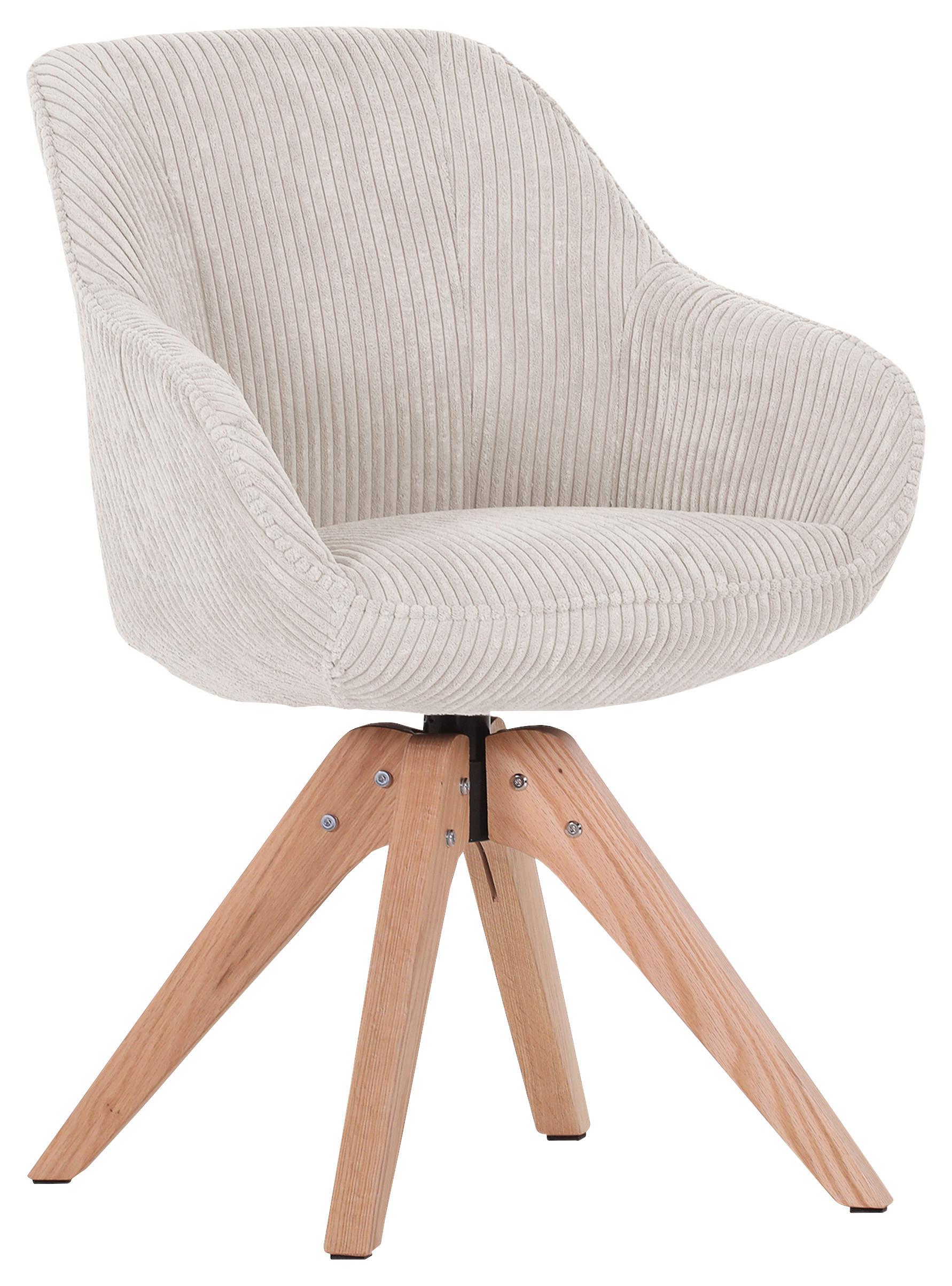 KRZESŁO Z PODŁOKIETNIKAMI CHILL   -AMBIA HOME- - beżowy/kolor dębowy, Lifestyle, tkanina/drewno (60/83/65cm) - Ambia Home