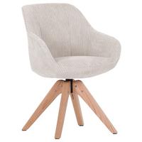 KRZESŁO Z PODŁOKIETNIKAMI CHILL   -AMBIA HOME- - beżowy/kolor dębowy, Lifestyle, tkanina/drewno (60/83/65cm) - Ambia Home