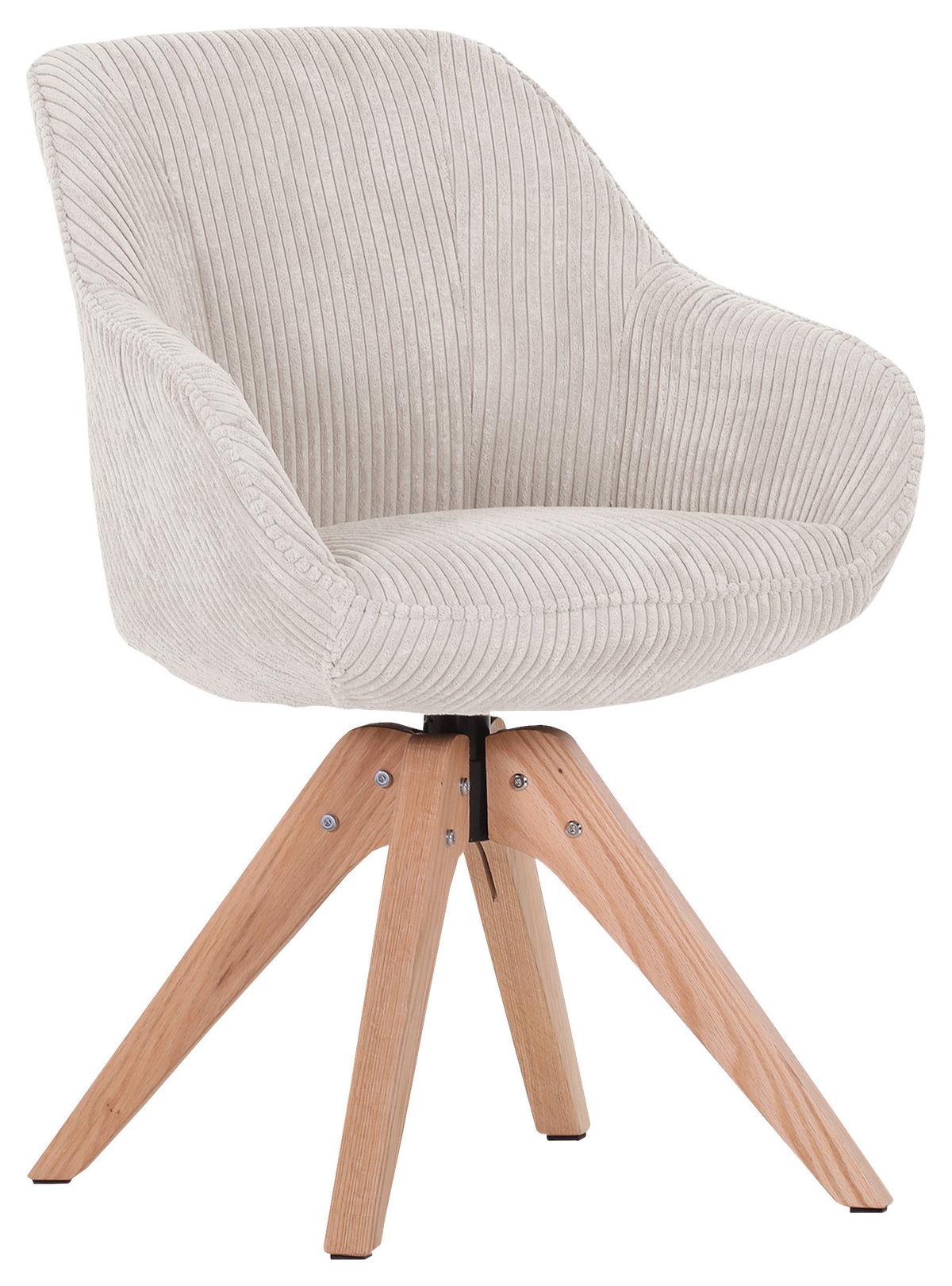 KRZESŁO Z PODŁOKIETNIKAMI CHILL   -AMBIA HOME- - beżowy/kolor dębowy, Lifestyle, tkanina/drewno (60/83/65cm) - Ambia Home