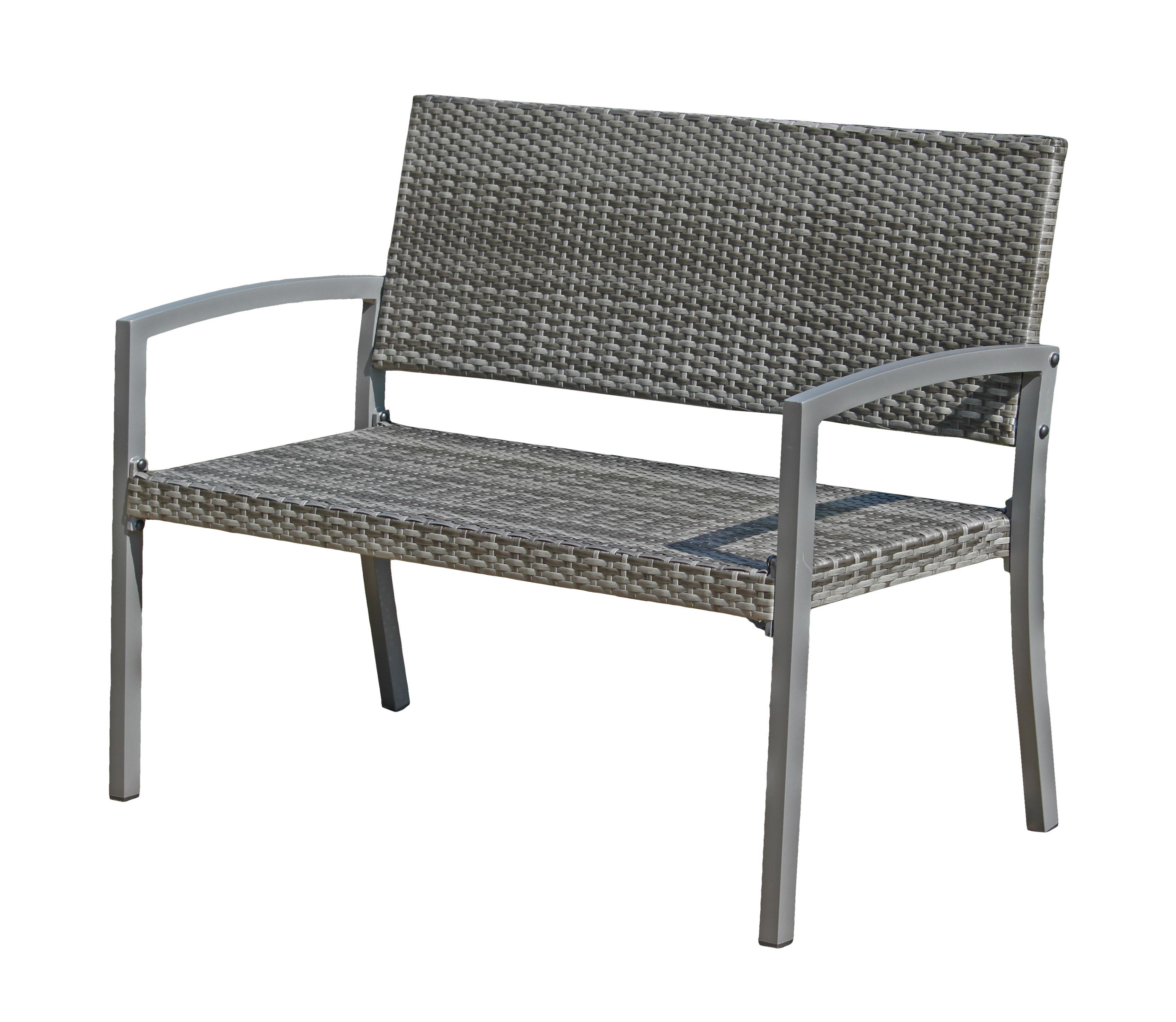 Sitzbank mit Lehne Dunkelgrau L: 116 cm - Dunkelgrau, Basics, Kunststoff/Metall (116/60/87cm) - Gardenson