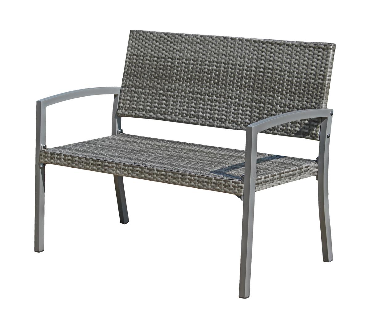 Sitzbank mit Lehne Dunkelgrau L: 116 cm - Dunkelgrau, Basics, Kunststoff/Metall (116/60/87cm) - Gardenson