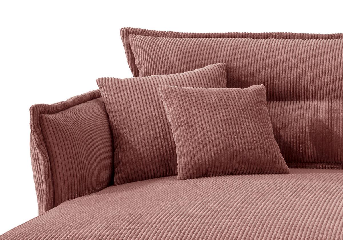 Wohnlandschaft Lava Koralle Cord - Koralle/Schwarz, MODERN, Textil/Metall (180/255cm) - Livetastic