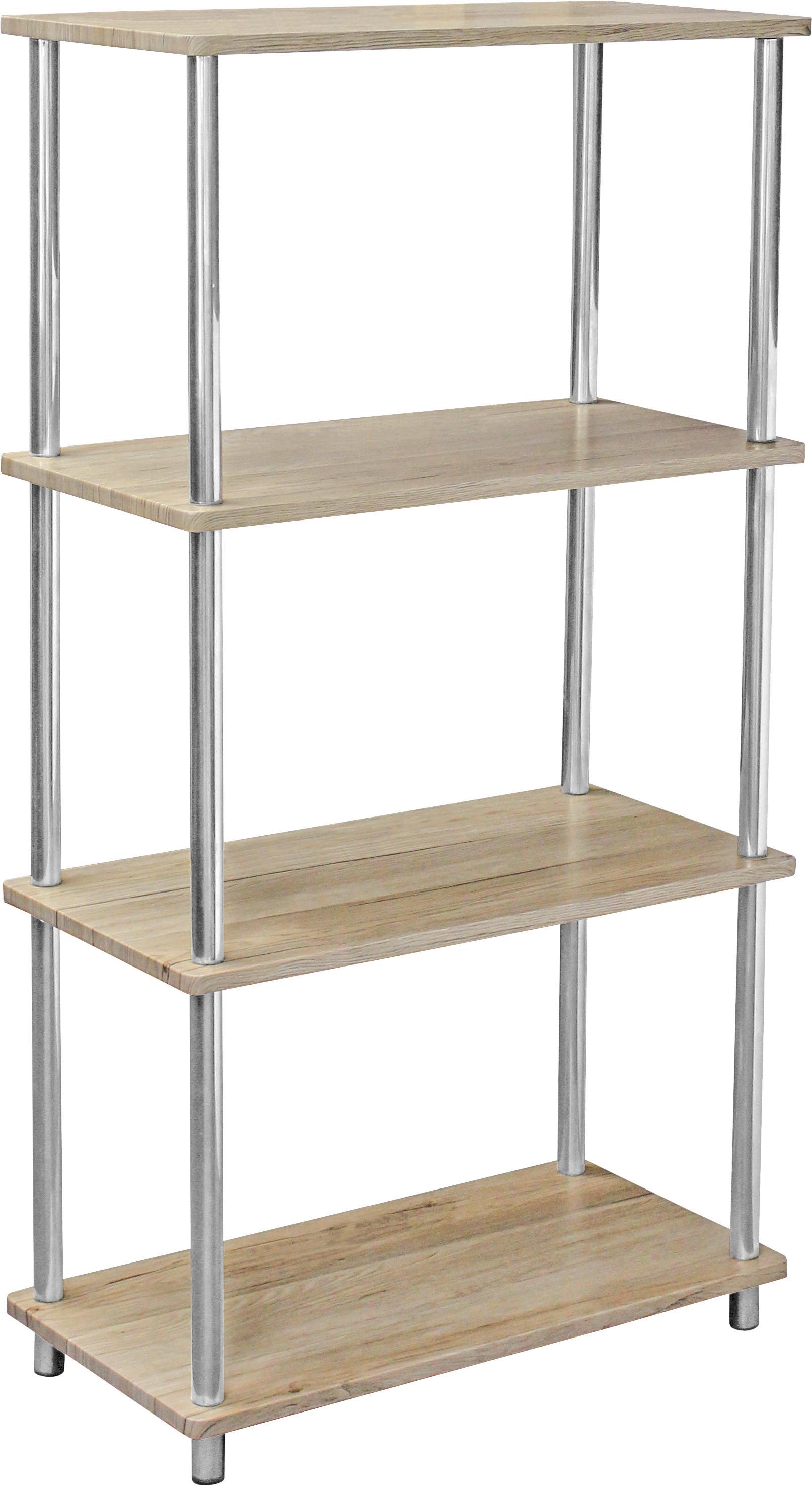 Regal Timilli 2, Barva Hrasta - barve kroma/barve hrasta, Moderno, kovina/leseni material (60/110/30cm)