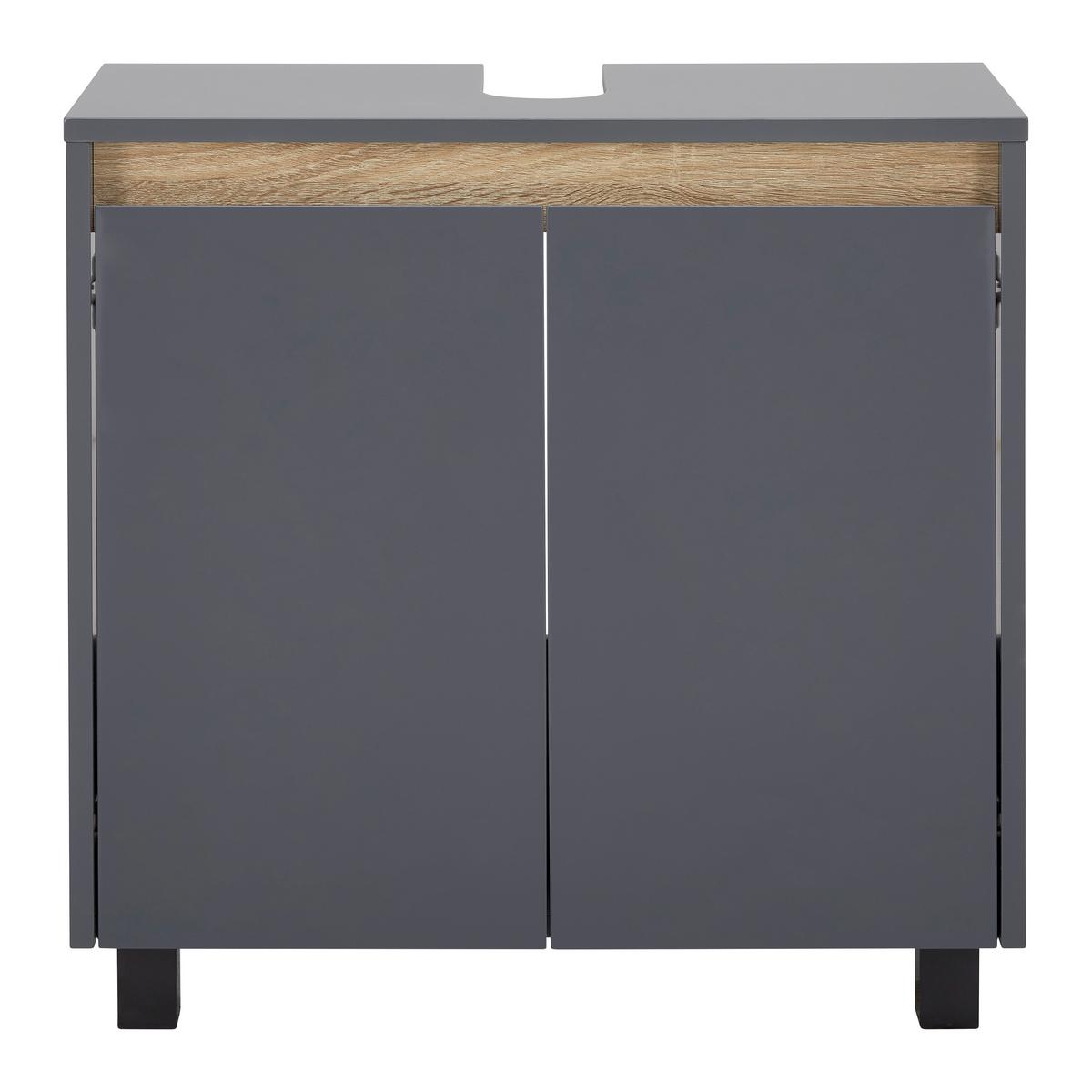 Waschbeckenunterschrank Massimo Grau ca. 60x59x30 cm - Dunkelgrau/Silberfarben, MODERN, Kunststoff (60/59/30cm) - Bessagi Home