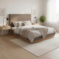 Polsterbett Josef Dunkelbraun ca. 180x200 cm - Dunkelbraun/Schwarz, MODERN, Holz/Textil (180/200cm) - Bessagi Home