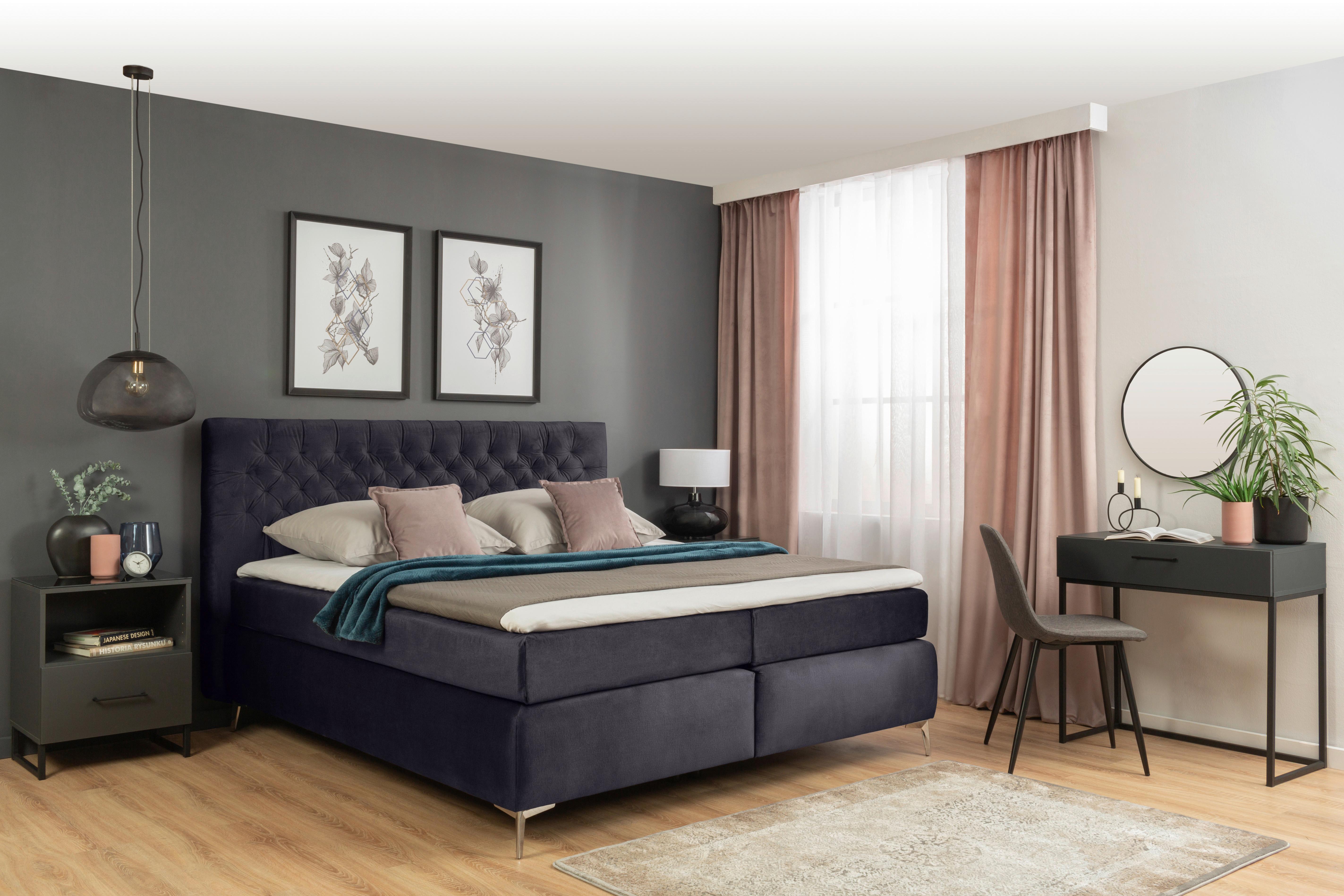 Postelja Boxspring One - barve kroma/črna, Konvencionalno, tekstil (180/200cm)
