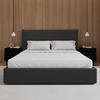 STOPPAD SÄNG ALBA - mörkgrå/svart, Modern, trä/textil (180/200cm) - Bessagi Home
