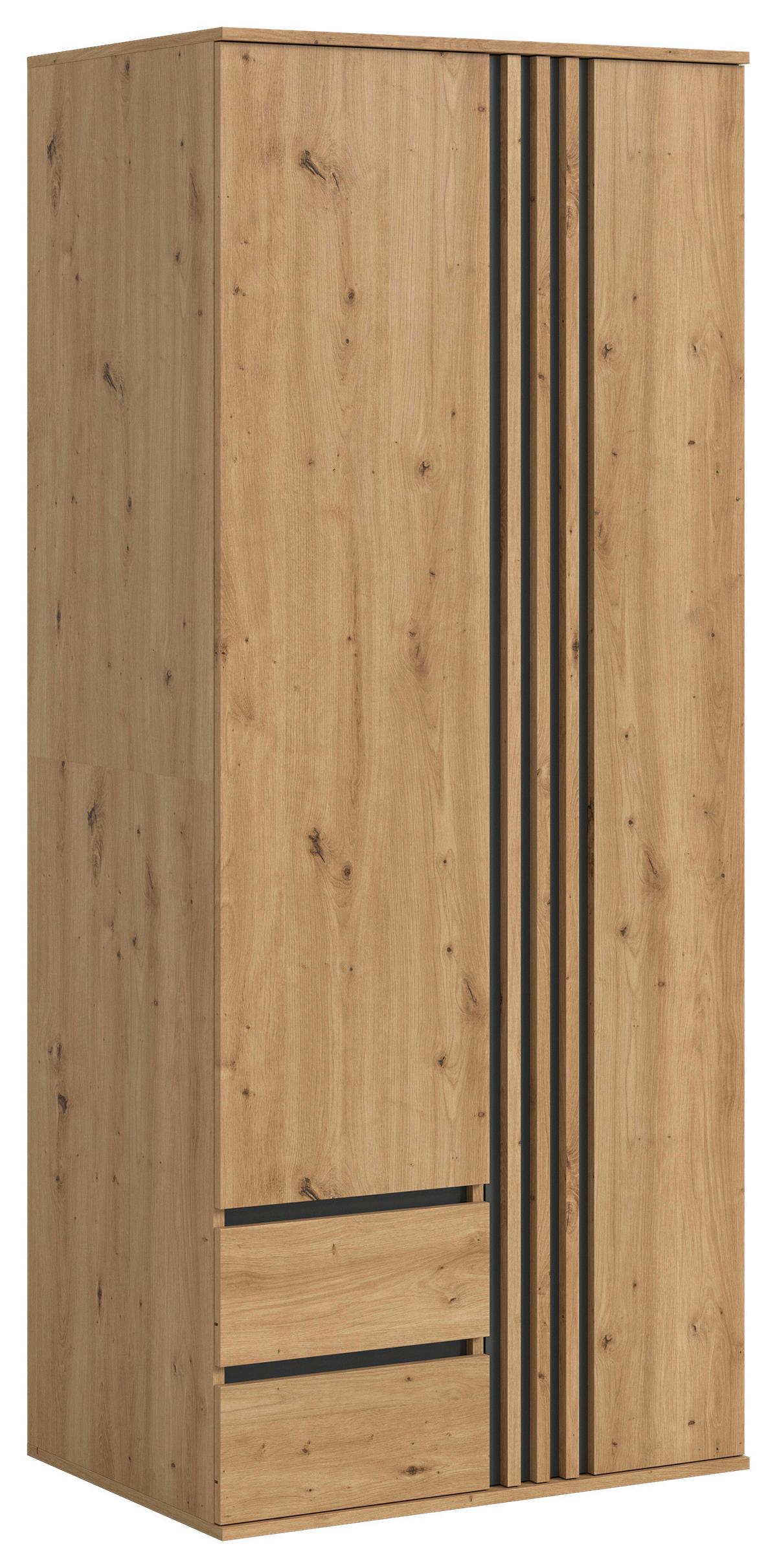 Drehtürenschrank TOFTA Eiche Artisan, Anthrazit - Anthrazit/Eiche Artisan, ROMANTIK / LANDHAUS, Holzwerkstoff (80/192/56cm) - Livetastic