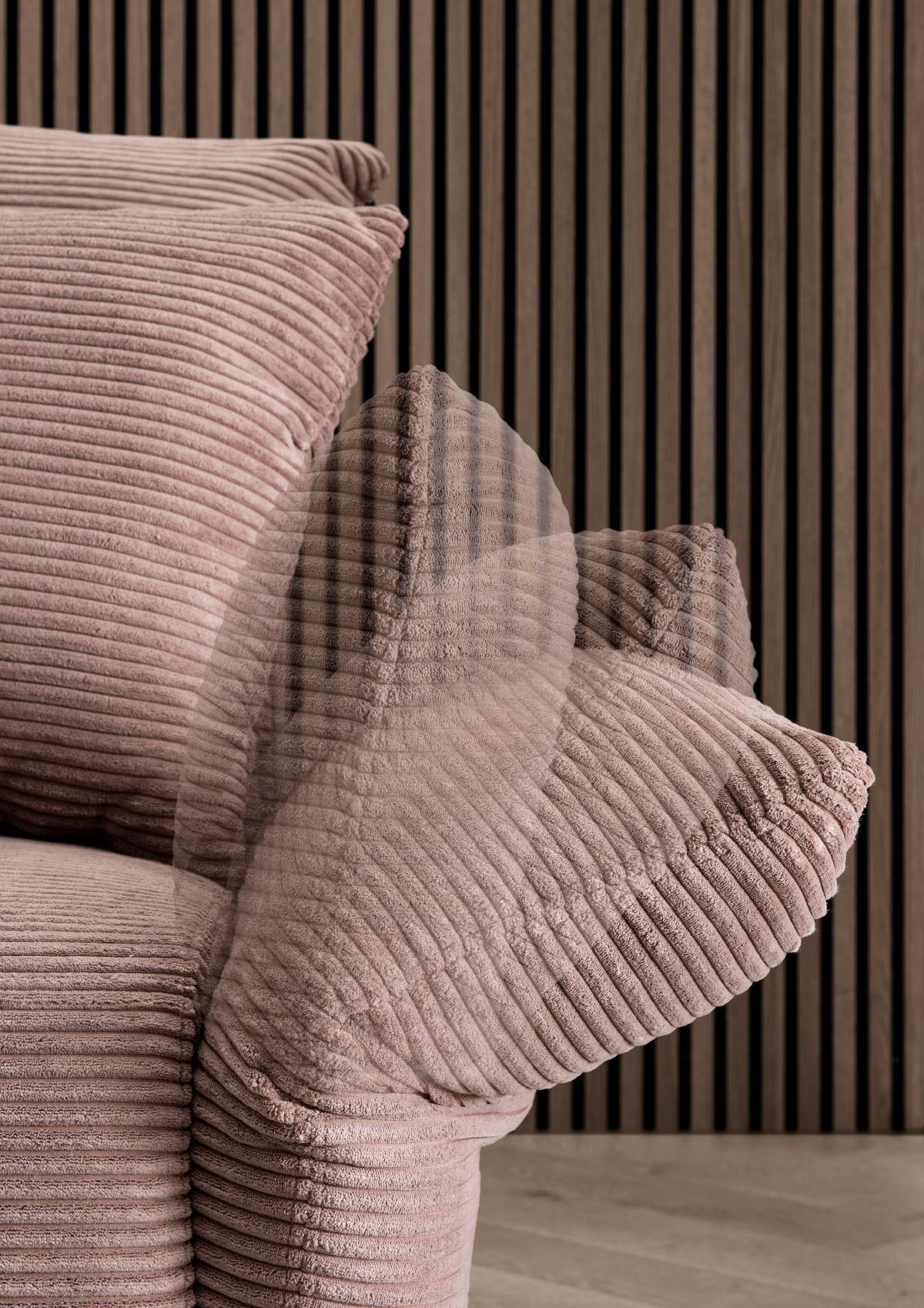 Wohnlandschaft Vanilla Rosa Cord - Schwarz/Rosa, Design, Textil/Metall (178/264-302cm) - Livetastic