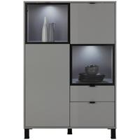 Highboard In Grau - Schwarz/Grau, Modern, Glas/Holzwerkstoff (94/141/38cm) - Mömax