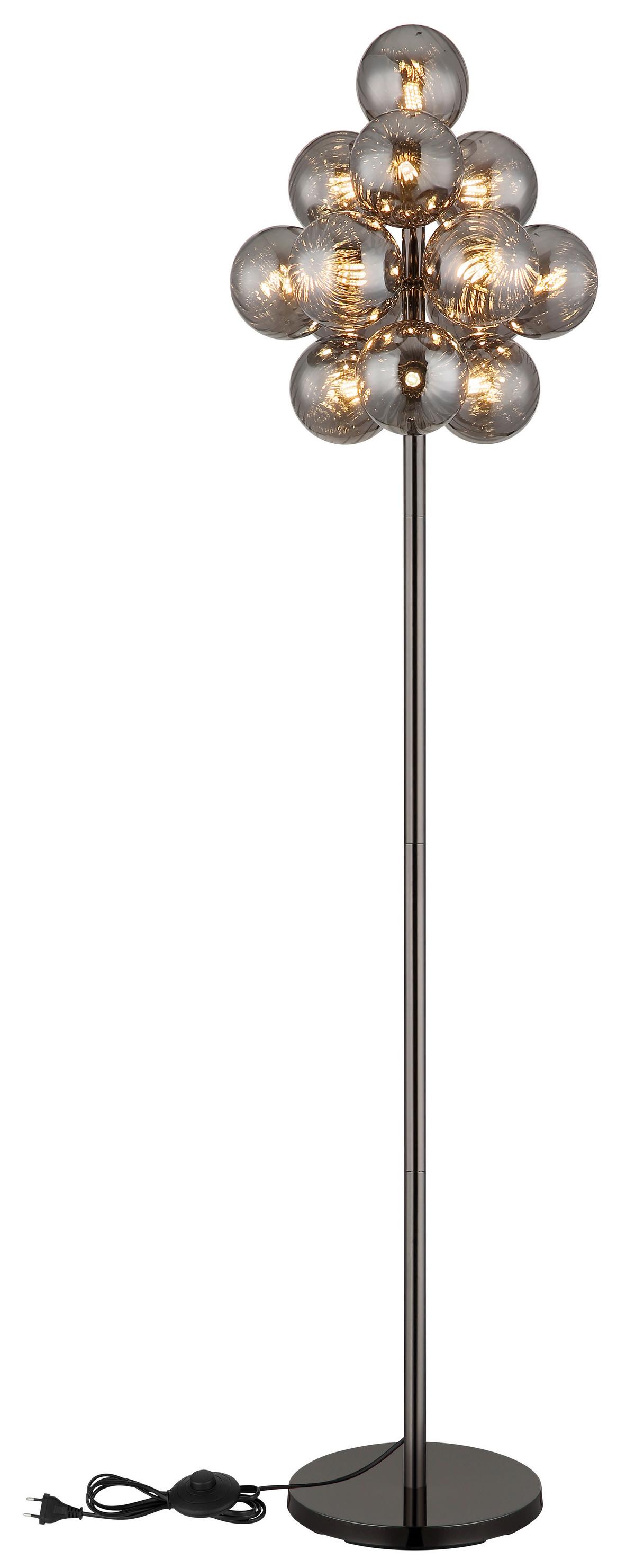 STEHLEUCHTE 56146SG CONOR - Schwarzchrom/Schwarz, Design, Glas/Kunststoff (39,5/160cm) - Globo