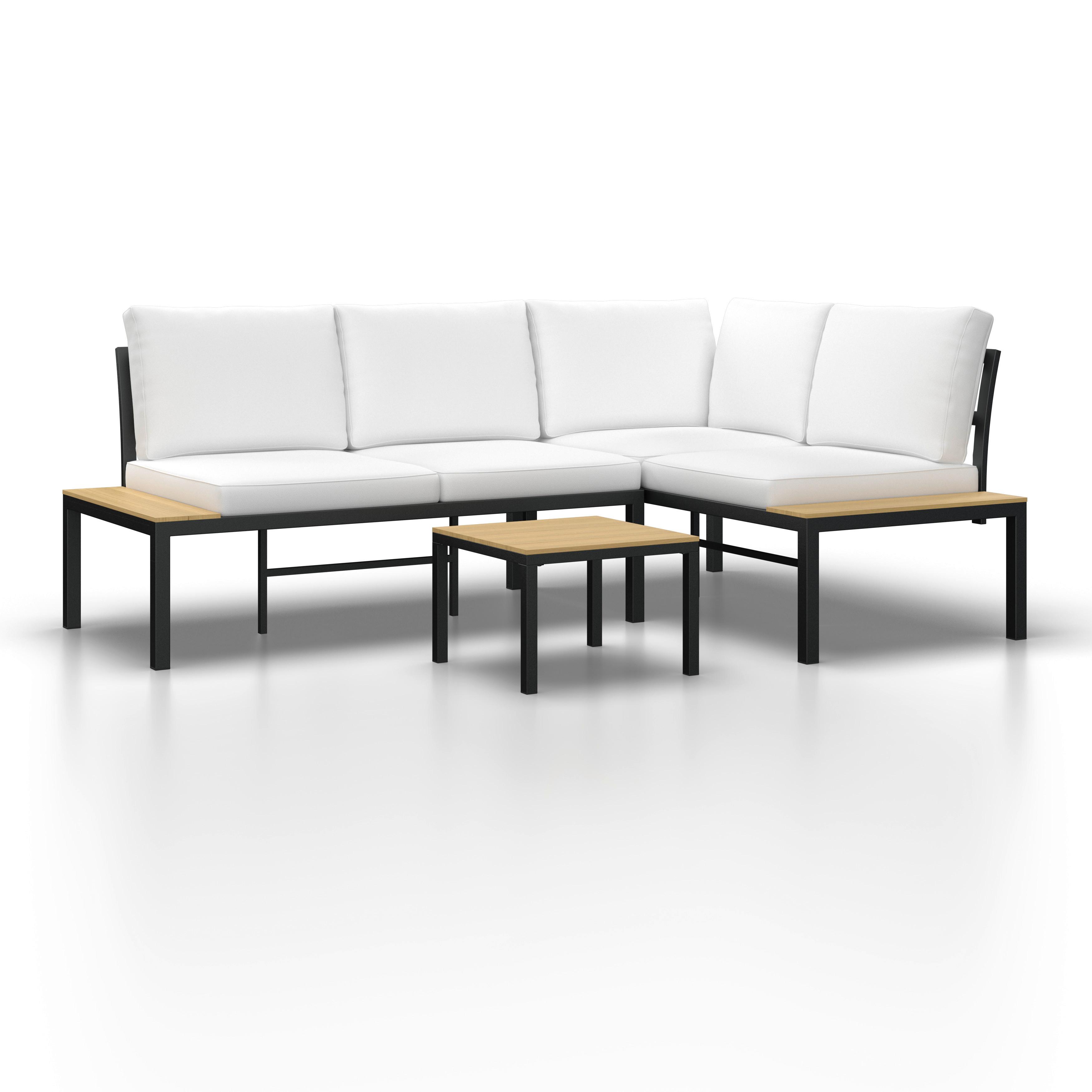 LOUNGEGRUPP ARIANNA - svart/cremefärgad, Modern, metall/textil (146/76/75cm) - Bessagi Garden