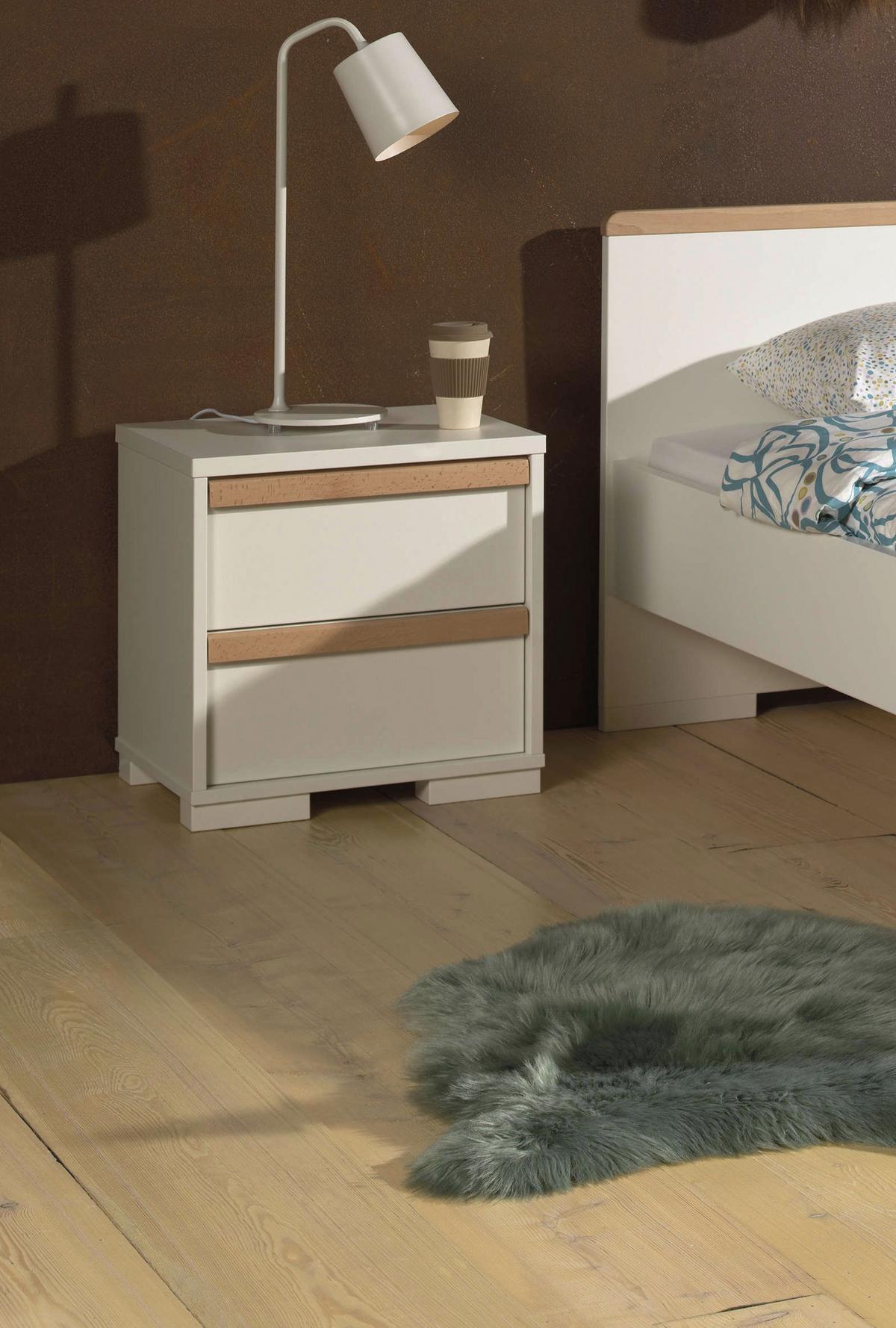 NACHTSCHRANK London B: 48,1 cm Weiß - Buchefarben/Weiß, MODERN, Holz/Holzwerkstoff (48,1/48,8/40cm) - MID.YOU