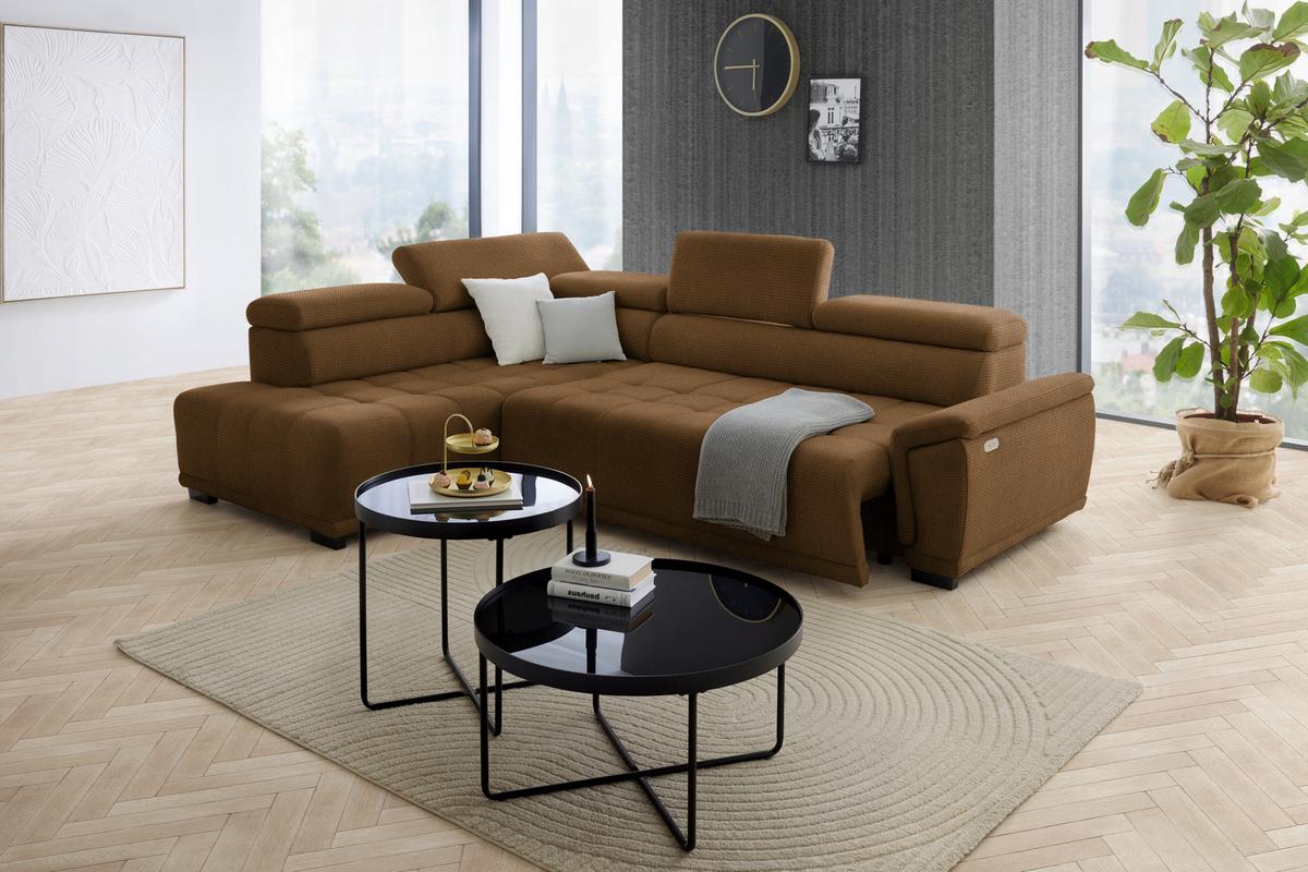 Kutna Garnitura Gremio - boje hrđe/crna, Moderno, tekstil/plastika (206/283cm) - Modern Living