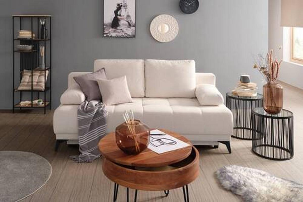 Schlafsofa in Weiß - Schwarz/Weiß, MODERN, Textil (195/77/100cm) - Mömax