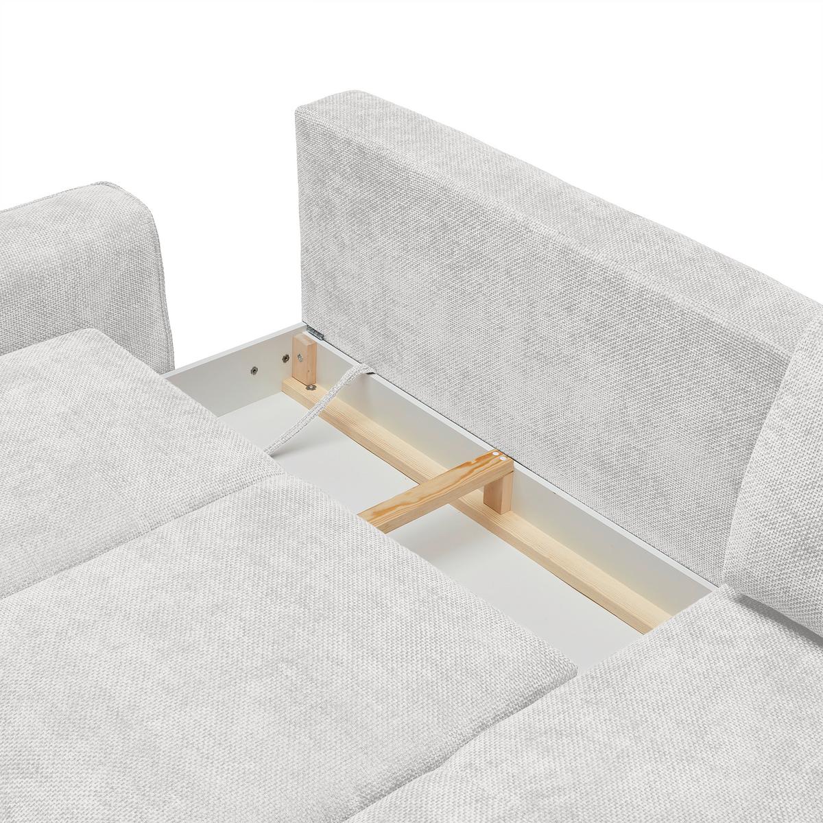 Ecksofa Custom Creme - Creme/Schwarz, MODERN, Textil/Metall (255/85/164cm) - Mömax