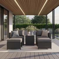 GARTENSET QUAD - Schwarz/Grau, KONVENTIONELL, Kunststoff/Metall - Gardenson