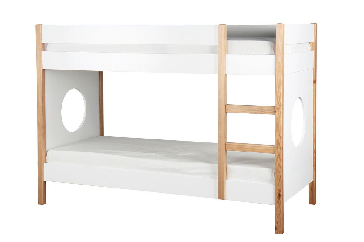 Etagenbett ca. 90x200 cm Weiß/Naturfarben - Naturfarben/Weiß, Design, Holz/Holzwerkstoff (90/200cm) - Livetastic