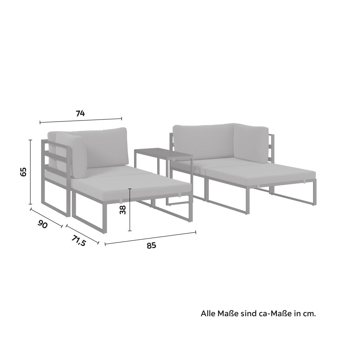 Kerti Garnitúra Valentina - fekete/sötétszürke, Modern, üveg/textil - Bessagi Garden
