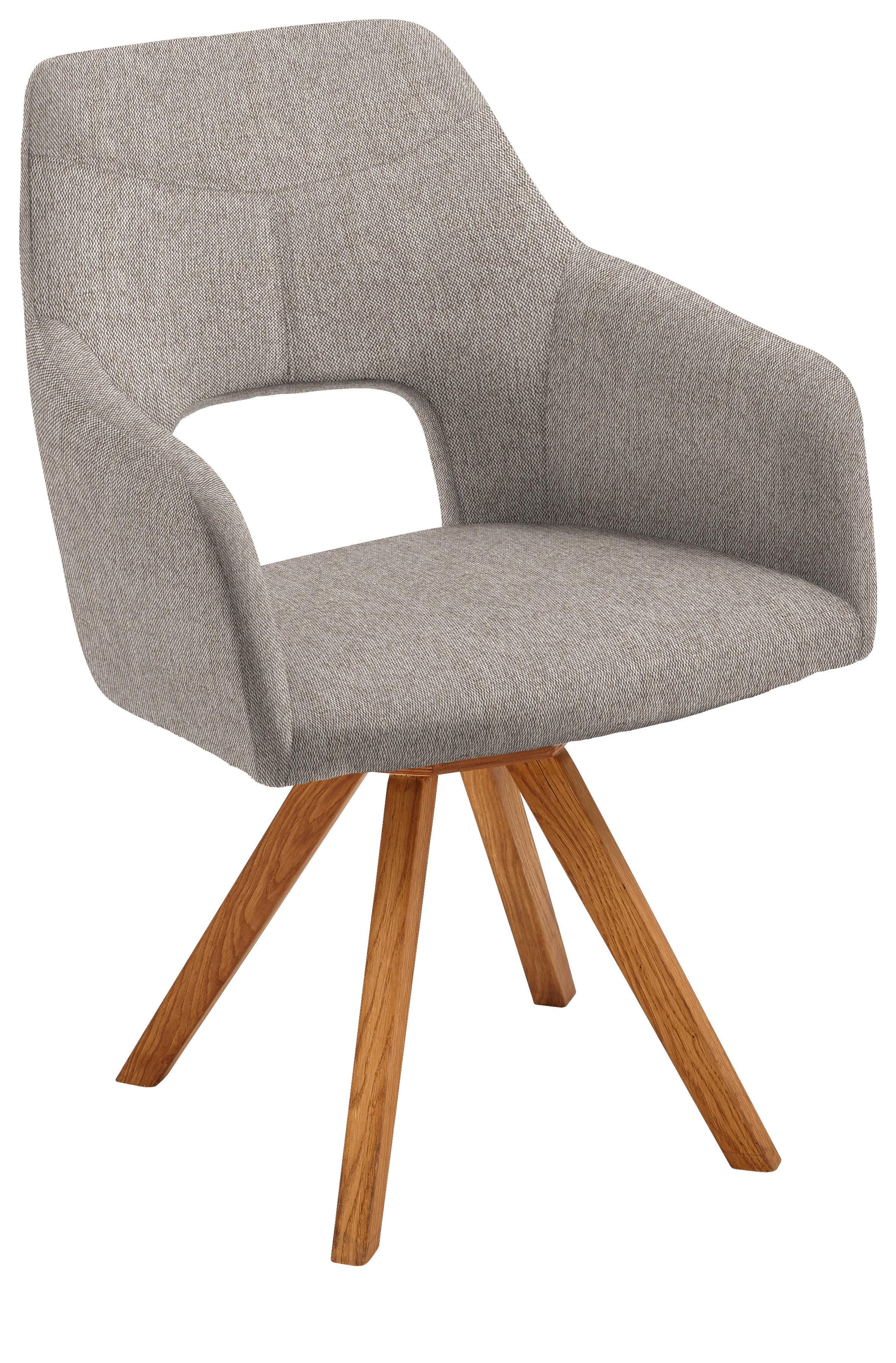 KRZESŁO Z PODŁOKIETNIKAMI EVITA - kolor dębowy/cappuccino, Design, drewno/tkanina (57/84/57cm) - Voleo