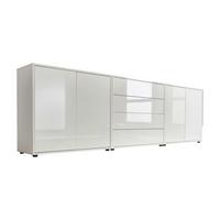 Sideboard Mailand Set 5 Weiß - Weiß Hochglanz/Schwarz, MODERN, Holzwerkstoff/Kunststoff (237/73/33cm) - MID.YOU