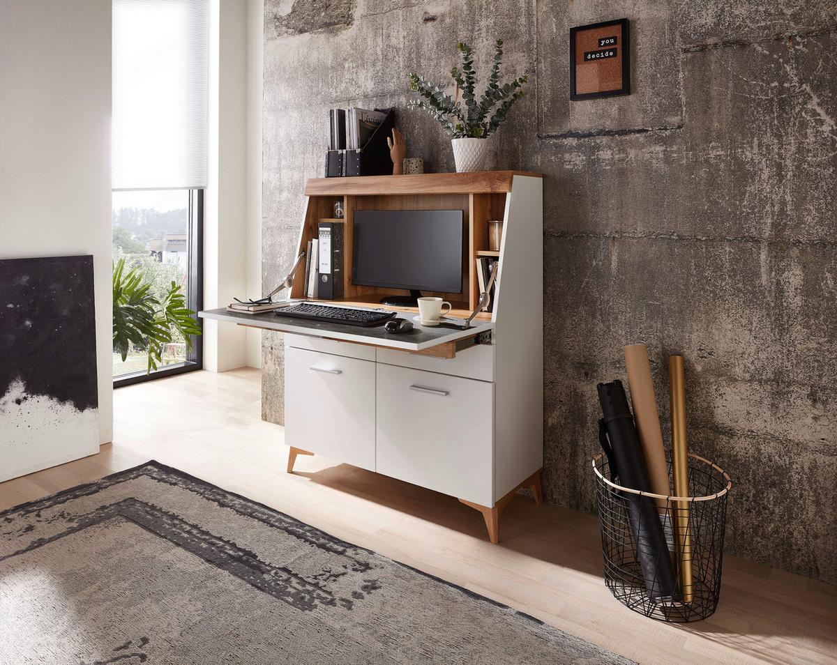 Írószekrény Fehér-tölgy Szín Secret - tölgyfa színű/ezüstszínű, Modern, műanyag/faalapú anyag (98/124/42cm)