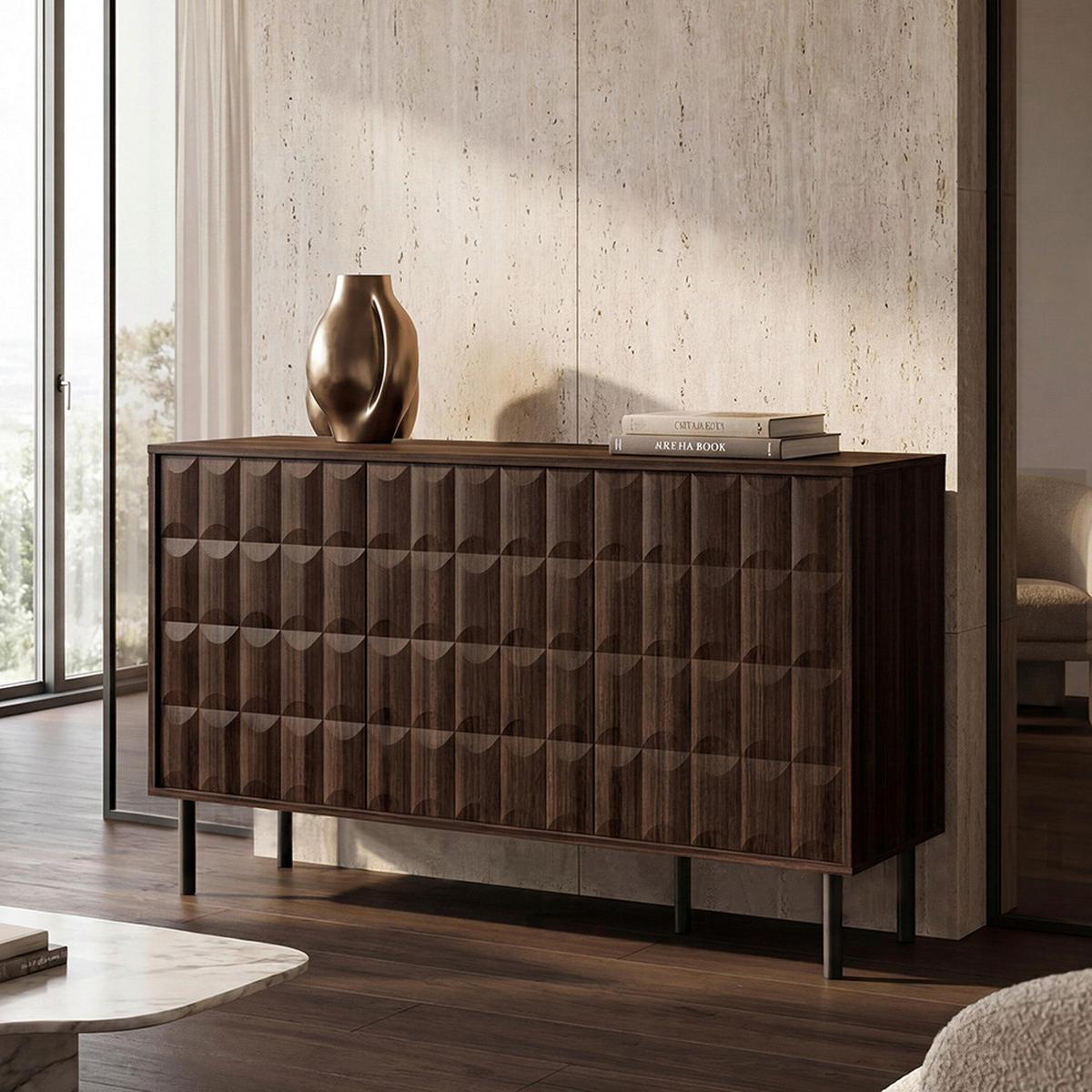 Sideboard Diamond Dunkelbraun - Dunkelbraun/Schwarz, Design, Holzwerkstoff/Metall (155/91/40cm) - Mömax