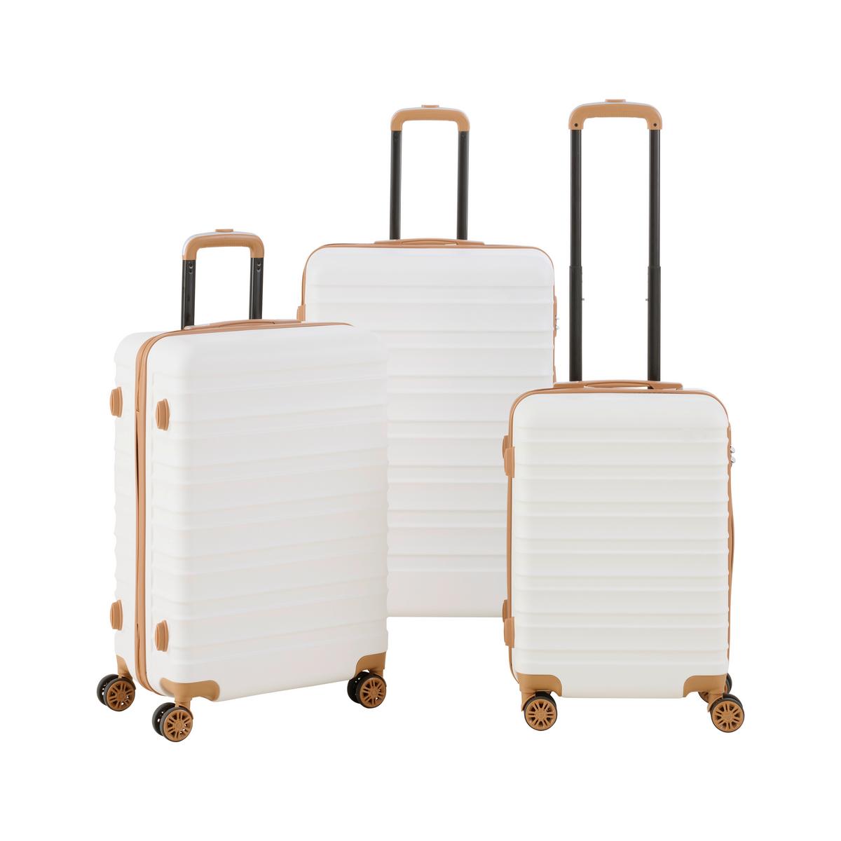 Reisekofferset Florenz Braun/Weiß, 3-teilig - Braun/Weiß, KONVENTIONELL, Kunststoff/Textil - Mömax