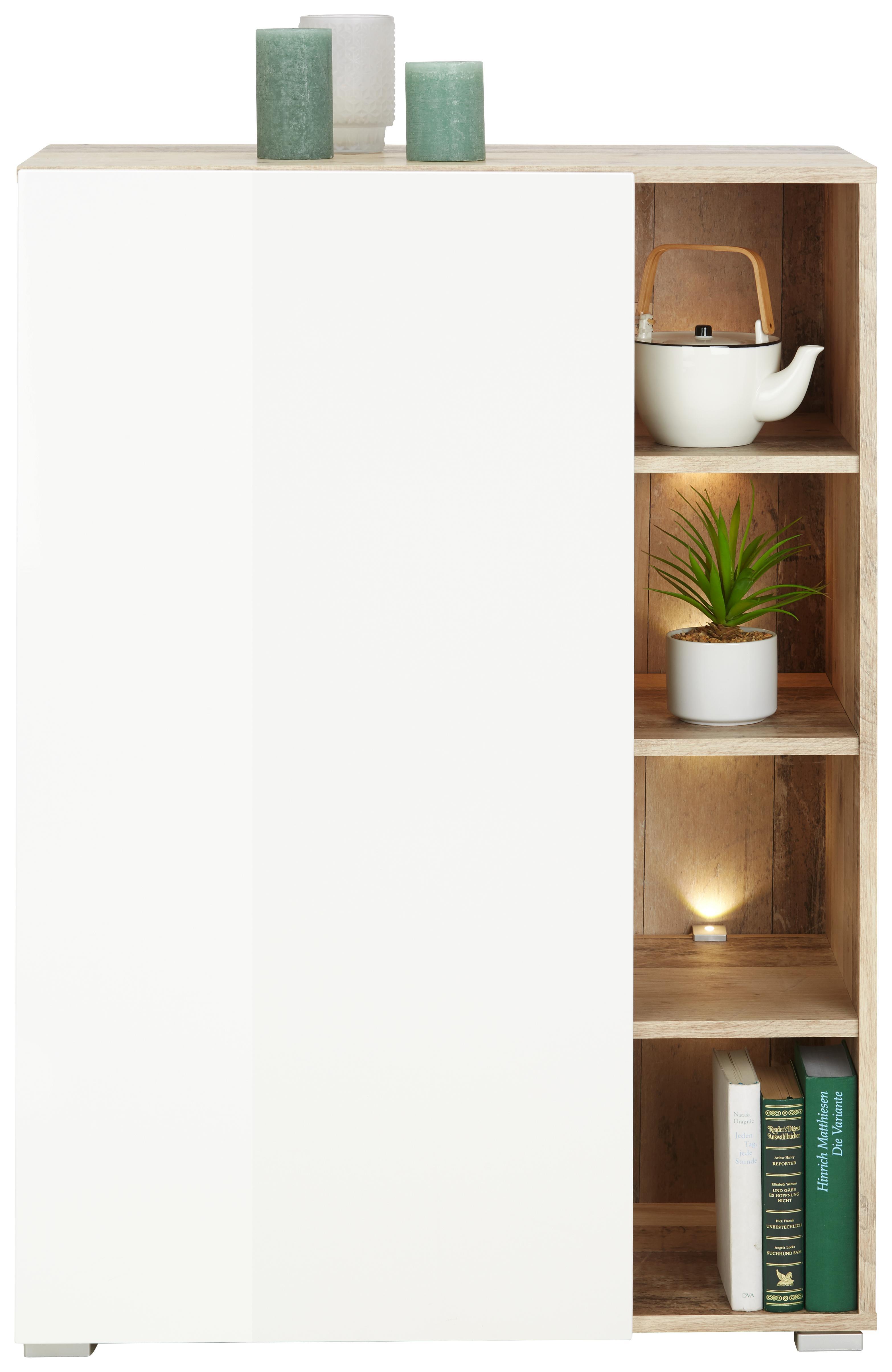 Highboard in Weiß/Eichefarben - Eichefarben/Weiß, MODERN, Holzwerkstoff (73/106cm) - Modern Living