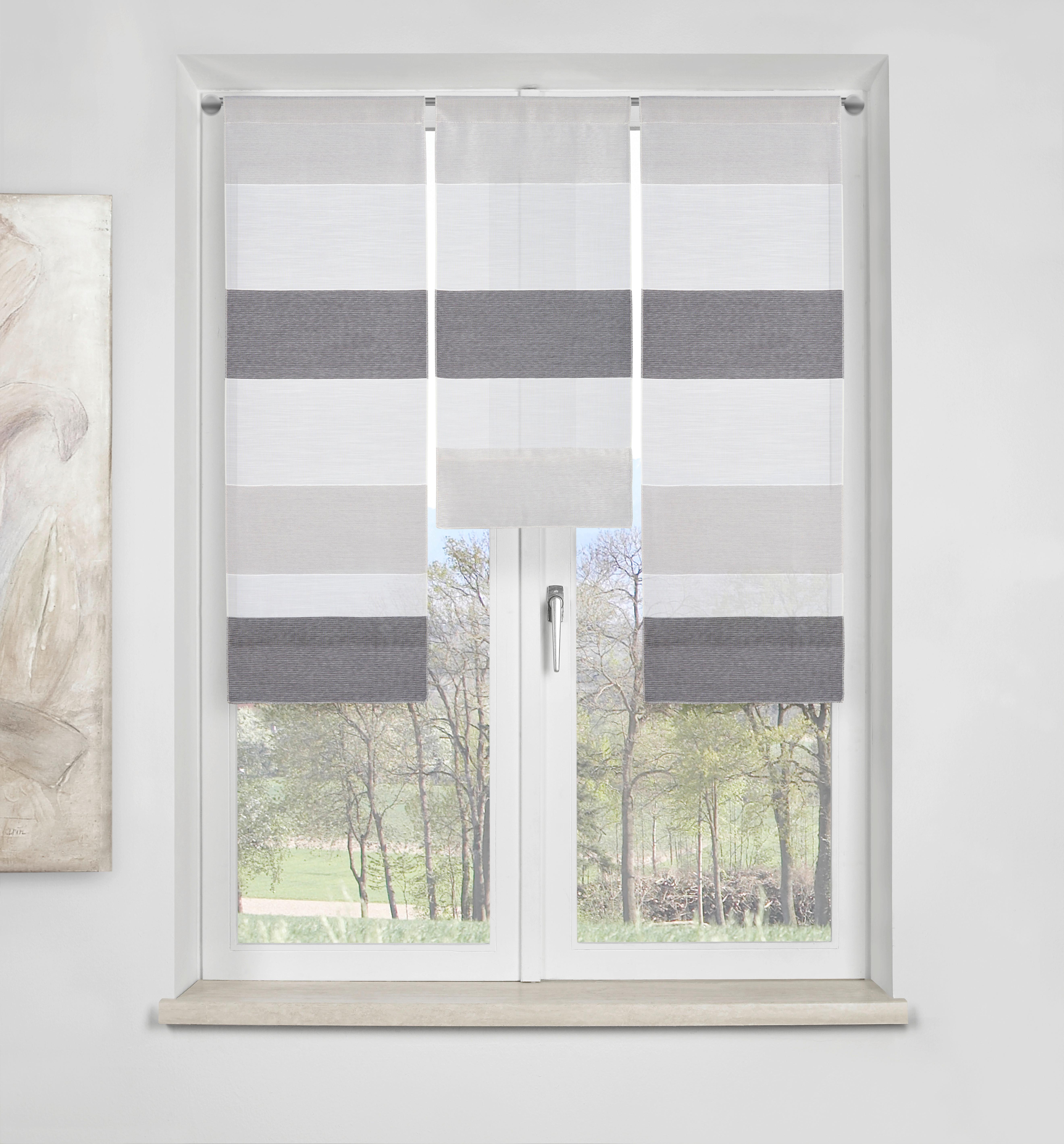 KOMPLET KRÓTKICH FIRAN RENDUR - biały/szary, Basics, tkanina (30/80cm) - Esposa