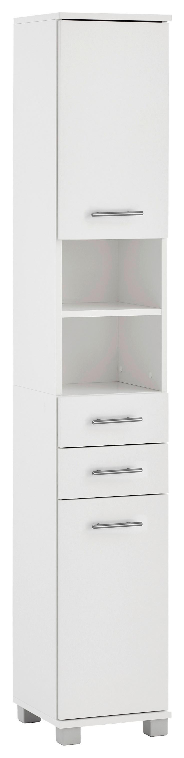 Visoka Omara Emmi, Bela - barve nerjavečega jekla/srebrne barve, Moderno, kovina/umetna masa (30,3/180,9/32,6cm) - Stylife
