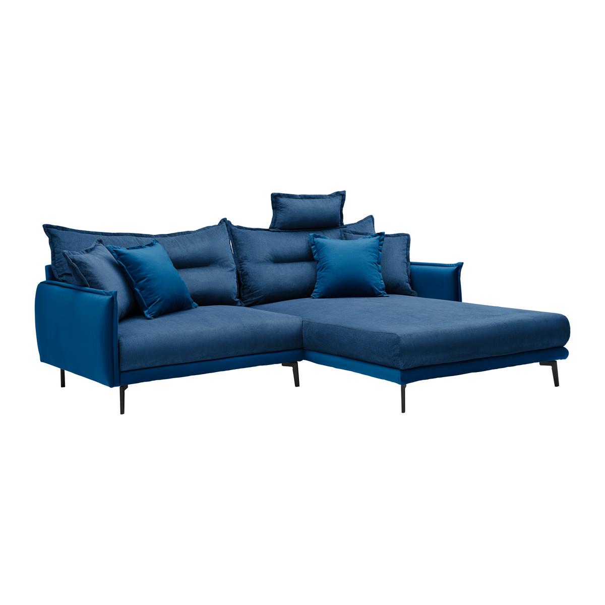 Ecksofa Nuovo Dunkelblau - Schwarz/Dunkelblau, MODERN, Textil/Metall (245/72-113/190cm) - Mömax