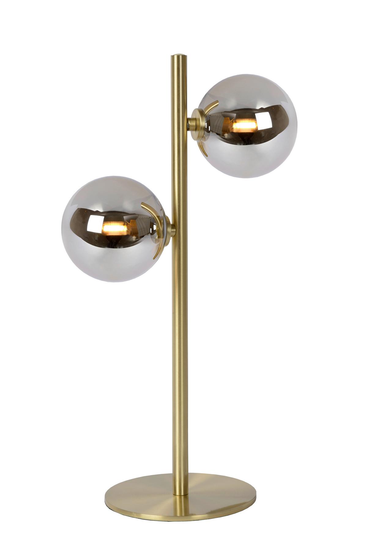 LAMPA STOŁOWA 45574/02/02 TYCHO - kolor mosiężny/jasnoszary, Basics, metal/szkło (15/23.5/43cm) - Lucide