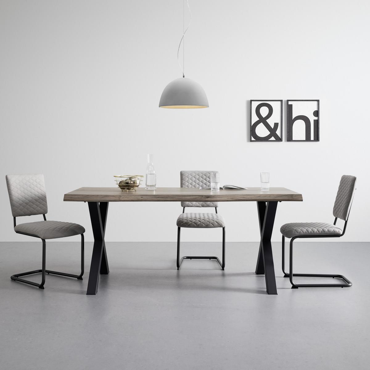 Masă RICO - culoare lemn stejar/negru, Modern, lemn/metal (180/76/90cm) - Bessagi Home
