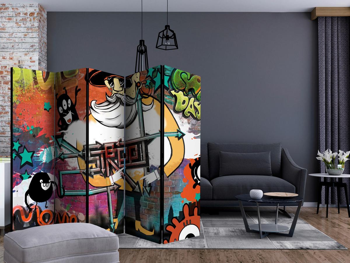 Paravan Street Movie I, 5-Delni, Dvostranski - večbarvno, Basics, tekstil/les (225/172/3cm) - artgeist